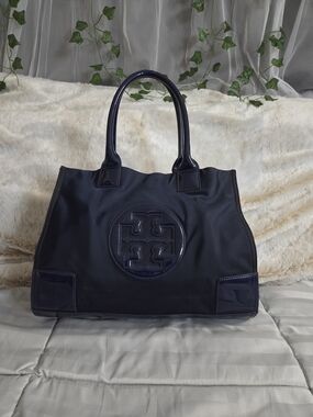 Tory Burch Medium Navy Ella Nylon Tote Bag